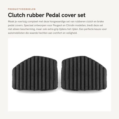 Dailygoods- Koppelingrubber - Rempedaalrubber - Rubbercover - Voor Peugeot/Citroën - 74.5 x 55 x 52.3mm - Zwart - Pedalrubber