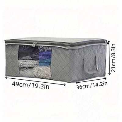 Opvouwbare Kastorganizer met Handvat, Dikke Stof, Geschikt voor Kleding, Dekens, Dekbedden, Lakens, Kussens en Speelgoed, Dekbed one-size grijs