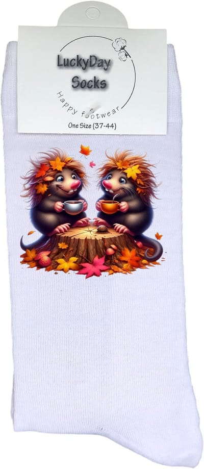 Mol - Opkikker - Verjaardag cadeau - Grappige sokken - Leuke sokken - Hem haar sokken - Vrolijke sokken - Valentijn Cadeau - Moederdag - Vaderdag - Herfst bladeren - Grappig cadeau - Kerst sokken - Sint cadeau - Socks maken Happy - 37-44