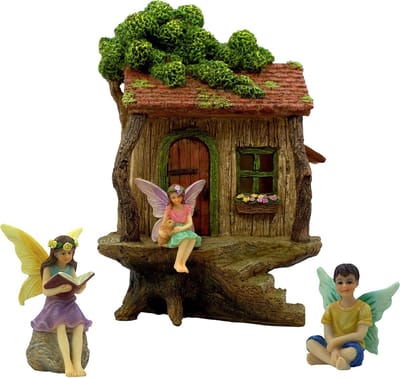 Miniatuur Huis Kit - Sprookjes Tuin Decor - Kleine Tuinen Creëren - Deuren Openen Wijd - 9 Inch Hoog - Geschilderd