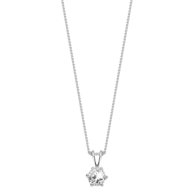 Lucardi Dames Zilveren ketting met hanger zirkonia - Ketting - 925 Zilver - Zilverkleurig - 48 cm