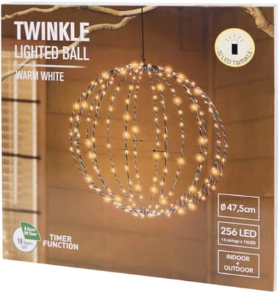 Lichtbol Ø 47,5 cm - Warm-wit licht en timerfunctie - Knipperende led lampjes - Geschikt voor binnen en buiten - Kerst