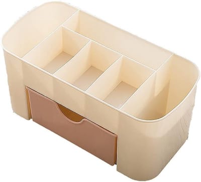 Make-up Organizer voor Bureau, Cosmetica Opbergdoos met Lades en Compartimenten voor Sieraden, Huidverzorging en Kantoorbenodigdheden (Roze)