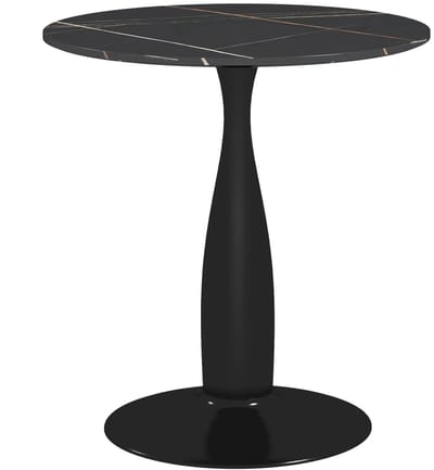Pugsdrly ronde eettafel gepoedercoat staal MDF met melamine antislipvoetjes 70 x 74 cm zwart