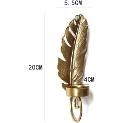 Porte-bougie Feuille Art du Fer Fait Main Métal Porte-bougie Or Suspension Murale Bougeoir Décoration d'Intérieur beige