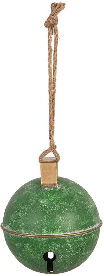Clayre & Eef Kerstdecoratie Beeld Bel Ø 16x18 cm Groen Metaal
