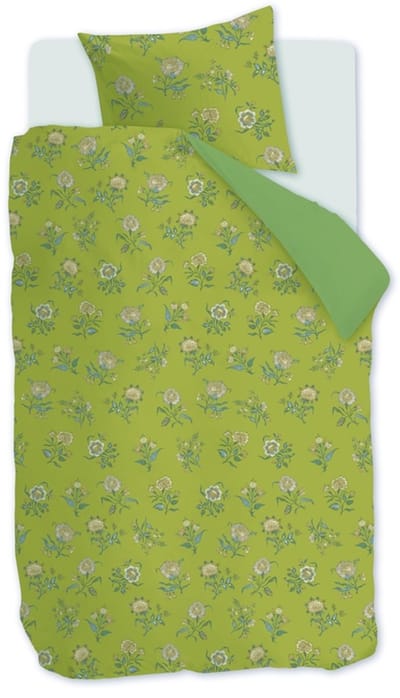 At Home by BeddingHouse Bygone dekbedovertrek - Eenpersoons - 140 x 200/220 cm - Olive Green