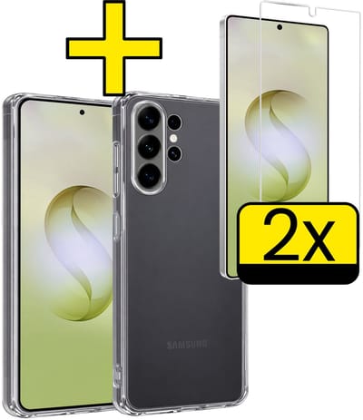 Hoesje - Met 2x Screenprotector - Geschikt voor Samsung Galaxy S26 Ultra - Sterk & Shockproof - Back Cover - Siliconen Case - Telefoon Hoes - Telefoonhoesjes - Transparant