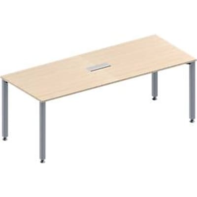 Schäfer Shop Genius Vergadertafel MODENA FLEX, in hoogte verstelbaar, 3-voudige contactdoos, rechthoekige vorm, 4-poot vierkante buis, B 2000 x D 800 mm, esdoornpatroon