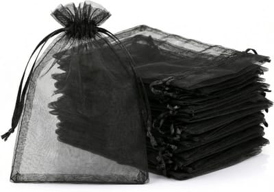 Set van 120 Zwarte Organza Tassen voor Sieraden, Cadeaus en Feestdecoratie - 10 x 15 cm