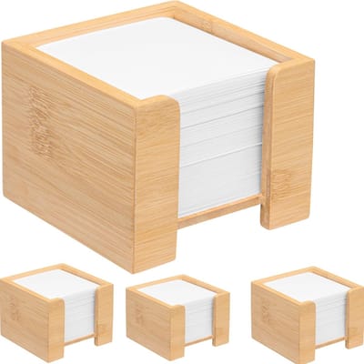 Notitiehouder Bamboe - Bureau organizer - Bureau notities - Duurzaam materiaal - 11.5 x 11.5 x 10.7 cm - Natuurlijk bruin