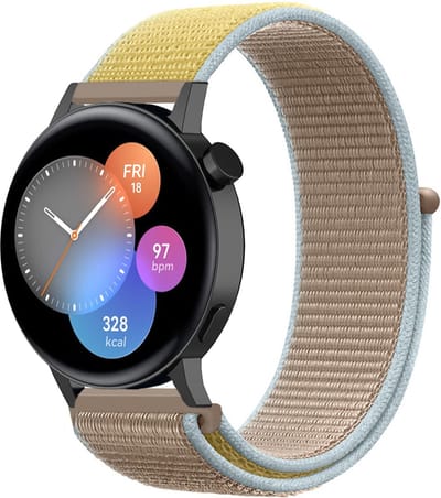 Nylon bandje geschikt voor Huawei GT 3 42mm / Huawei GT 3 Pro 43mm / Huawei GT 2 42mm - Geel Bruin / Camel