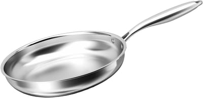 Cheffinger, Koekenpan 24 cm Geschikt voor Alle Warmtebronnen Inductie van Roestvrij Staal, Zilver