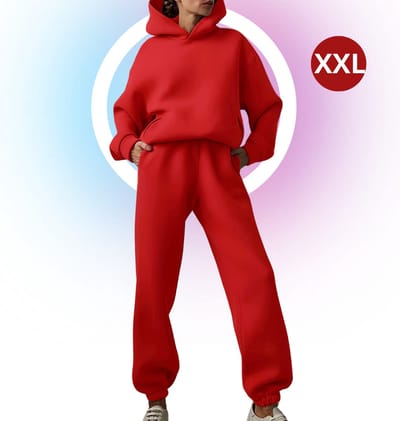Livano Joggingpak Dames - Huispak - Trainingspak - Volwassenen - Capuchon - Jogging Pak - Joggingspak - Rood - Maat XXL