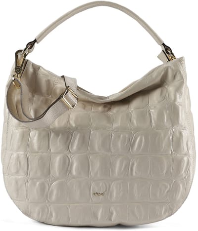 abro Leren schoudertas Leather Maxi Cocco Hobo Bag Mia Milk crème
