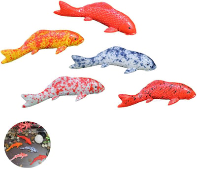 Dailygoody - Set van 5 kunstvissen - Aquariumdecoratie - Drijvende goudvissen - Kunsthars - Speelgoed voor aquaria - Geschikt voor huis en tuin