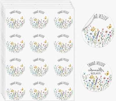Zelfklevende bloemenstickers, ronde decoratieve stickers voor geschenkverpakking, kaarten en bruiloften - 60 stuks met bloemenpatroon voor verjaardagen en speciale gelegenheden