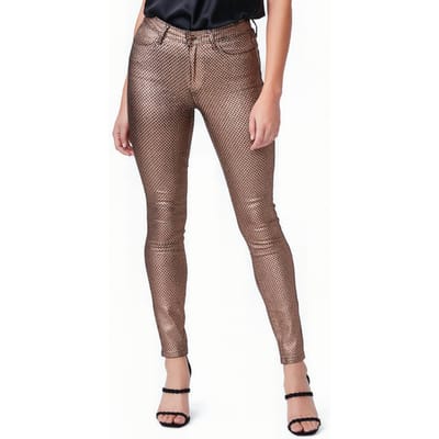PAIGE Hoxton Ultra Skinny Special Cp Gold Deco Coating Maat: W26 | Slim Jeans Outlet | Dames | Bruin