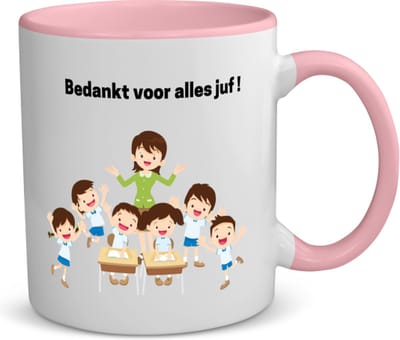 Akyol - bedankt voor alles juf! koffiemok - theemok - roze - Juf - leraressen - verjaardag - cadeautje voor juf - juf artikelen - kado - geschenk - gift - verjaardagscadeau - juffendag - 350 ML inhoud