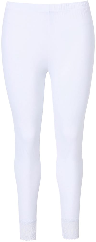 Ulla Popken - Dames - Legging kanten zoom - Sneeuwwit - Maat 66+