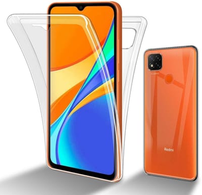 Cadorabo Hoesje geschikt voor Xiaomi RedMi 9C / RedMi 10A in TRANSPARANT - 360° Full Body Case Cover Beschermhoes Voor- en achterbescherming, all-round bescherming met displaybescherming