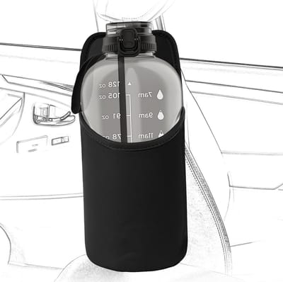 Extra grote waterfleshouder voor autostoel, geschikt voor 64oz flessen, met mesh vak en hangtas voor gemak