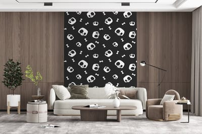 Behang - Fotobehang Patronen - Skull - Skelet - Bot - Jongen - Jongetje - Kinderen - Kids - Breedte 165 cm x hoogte 220 cm