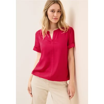 Blouse van viscose met gespleten hals