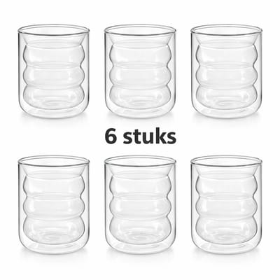 Majestix Dubbelwandige Bubbel Glazen - Set van 6 glazen - 210 ML - Thermisch Isolerend - Matcha glazen - Latte Macchiato - Cappuccino - Espresso - Koffie - Thee