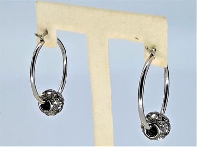 Chirurgisch staal oorring Ø 30mm met franse sluiting zirkonia bedel.