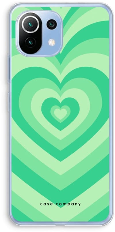 Case Company® - Hoesje geschikt voor Xiaomi Mi 11 Lite hoesje - Hart Groen - Soft Cover Telefoonhoesje - Bescherming aan alle Kanten en Schermrand