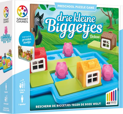 SmartGames Drie Kleine Biggetjes - Logisch Denkspel voor Kleuters & Jonge Kinderen - 48 Opdrachten met Prentenboek - Educatief Solospel - Vanaf 3 Jaar - Sprookje