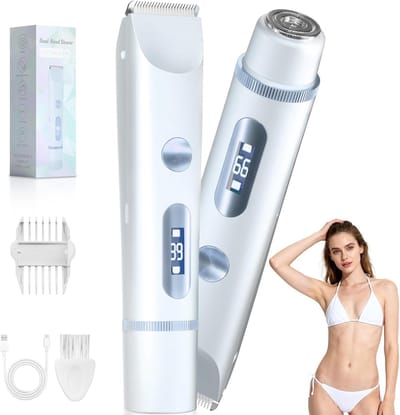 Ladyshave - 2-in-1 Bikini Trimmer - Dames Scheerapparaat met LED -verlichting - IPX7 Waterdicht -Inclusief een digitaal display - USB-C Opladen - Draadloos - Compact en Waterdicht - blauw
