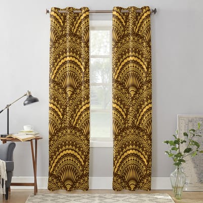 Gouden Kant Kant Donkerbruin Raamgordijn Slaapkamer Woonkamer Raam Draperieën Keukendecoratie Jaloezieën Gordijn 135W x 60H(cm) x1