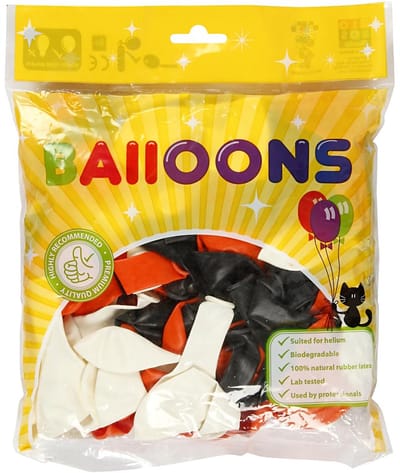 Ballonnen, rond, d 23-26 cm, zwart, oranje, wit, 100 stuk/ 1 doos