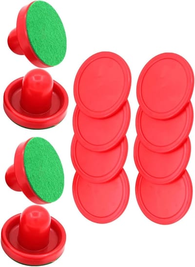 Airhockey Duwer Pads - Tafelhockey Vervanging - Spelverbetering Thuis - Zelfklevend Snel Monteren - 2 Sets - Rood