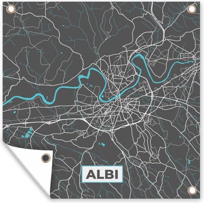 Tuin poster Albi - Frankrijk - Plattegrond - Stadskaart - Kaart - 200x200 cm - Tuindoek