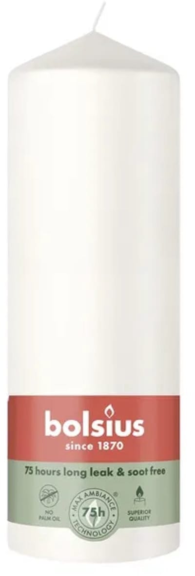 Bolsius Stompkaars Cloudy White Ø68 x 200 mm – 75 Branduren – 6 Stuks – Witte Sfeerkaarsen