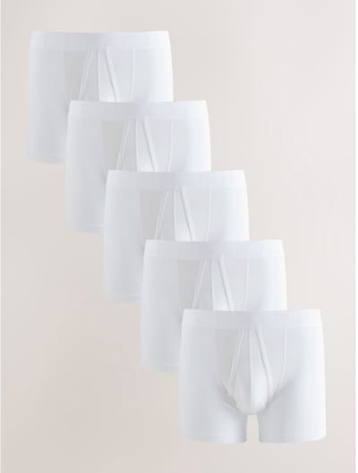 Next - Heren - Set van 5 katoenrijke boxershorts met A-voorkant - Wit