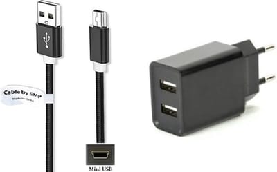 OneOne 2.1A lader met 2 poorten + 1,0m sterke Mini USB snoer. Oplader adapter past op Nikon 1 AW1, J1, J2, J3, S1, V2, UC-E4, UC-E5, UC-E15, UC-E19, UC-E7, Coolpix 2000, 3500, SQ, Digital SLR D700, D3000, D3100, D7000,