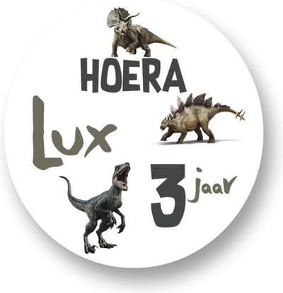 25x Traktatie Stickers Met Naam en Leeftijd - Dinosaurus - Gepersonaliseerd - Sluitstickers - Kinderfeest Traktatie - Uitdelen - Uitdeeltraktatie - Traktatiestickers Pimp Studio