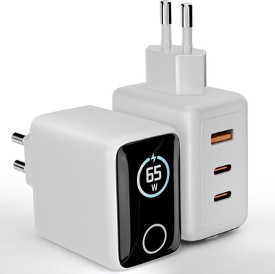 Reovo - Krachtige 65 W USB A & USB C Adapter - USB-C oplader - Snellader - USB Stekker - Oplader - Universeel - geschikt voor Samsung - geschikt voor iPhone - Wit