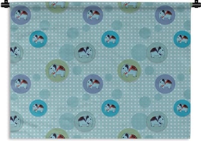 Wandkleed - Wanddoek - Olifant - Stippen - Design - 120x90 cm - Wandtapijt