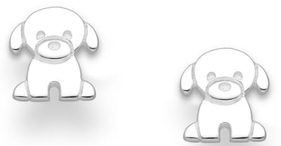 Joy|S - Zilveren hond oorbellen - massief - 9 x 10 mm - gepolijst