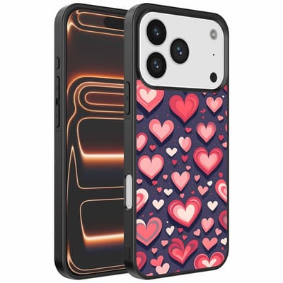 Geschikt voor iPhone 17 Pro Max Telefoonhoesje met Hartjes Opdruk - TPU Backcover Case With Heart Design - Smartphonica geschikt voor iPhone 17 Pro Max