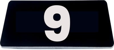 Nummerplaatje 9 - 80 x 50 x 1,6 mm - Zwart/wit - incl. 3M-tape | Nummerbordje - Deur en kamernummer - brievenbusnummers - Gratis verzending - 5 jaar garantie