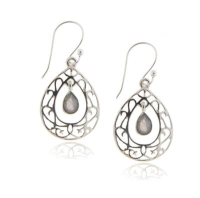 SilverGems Zilveren oorhangers met Labradoriet edelstenen