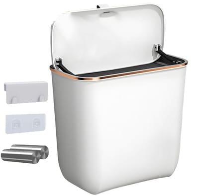 Wand Prullenbak - Afvalbak Met Haak - Ruimte Besparen - Compact Ontwerp - 7 Liter - Wit