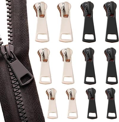 Vervangende Ritssluitingen - Rits Reparatie Set - Kleding Repareren - Universele Maten - Set van 12 - Zwart Zilver