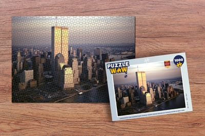 Puzzel Luchtfoto van Manhattan's World Trade Center boven de Hudson rivier in New York - Legpuzzel - Puzzel 1000 stukjes volwassenen